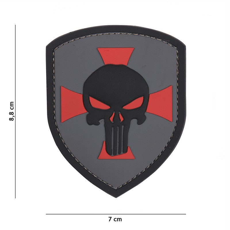VAN OS - 3D Patch |  Schild Punisher Kreuz - grau