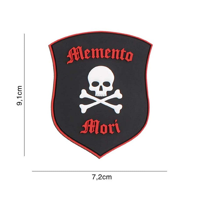 VAN OS - 3D Patch | Memento Mori shield skull schwarz/rot